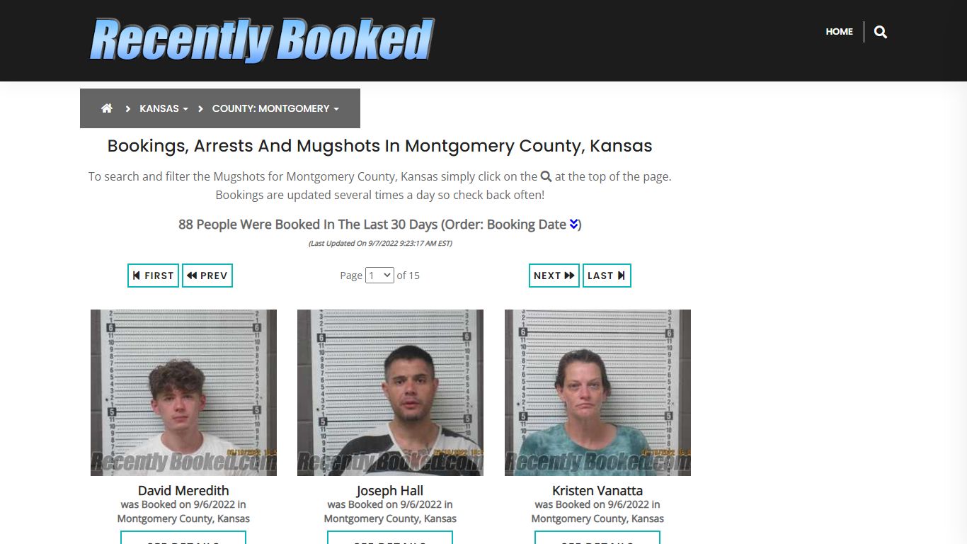Bookings, Arrests and Mugshots in Montgomery County, Kansas