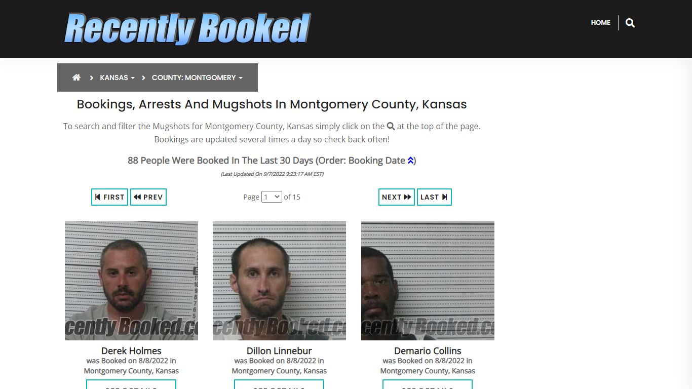Recent bookings, Arrests, Mugshots in Montgomery County, Kansas